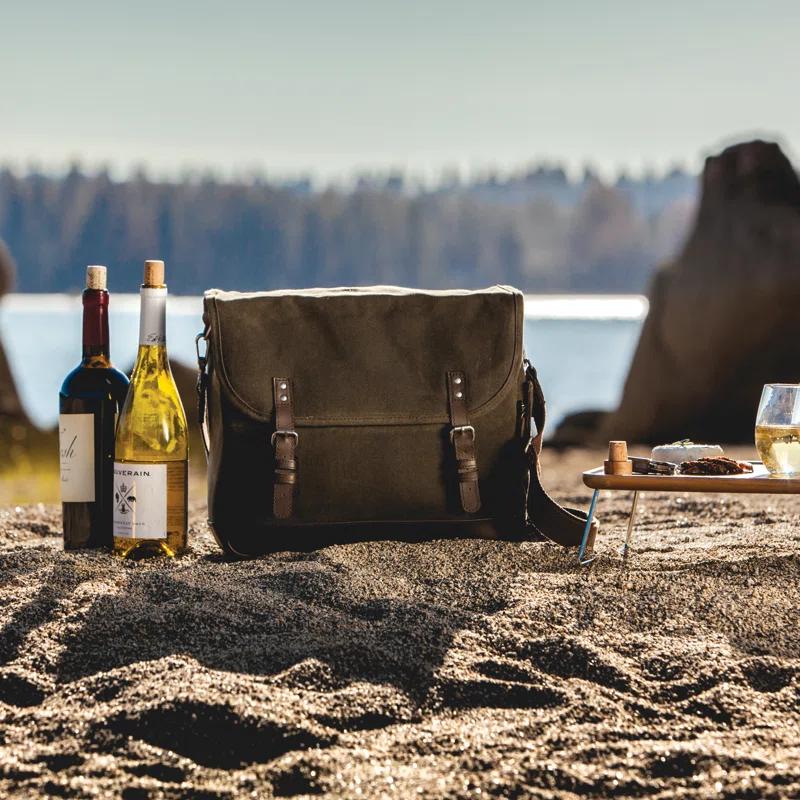 ONIVA™ Adventure Wine Tote Bag - 2 Bottle Wine Bag with Wine Glasses and Mini Table