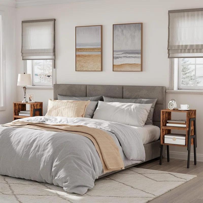 17 Stories Stackable Nightstand Set Of 2 With Open Storage Shelf - Space-Saving End Tables For Bedroom & Living Room, Multi-Functional Modern Side Tables With Adjustable Feet, Easy Assembly Design