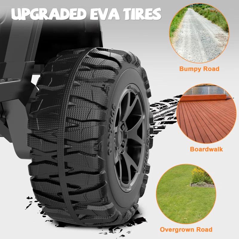 DEARAUTO DearAuto 24v Kids Ride On Car With Eva Tires, 4x75w Motors, Four Wheel Suspension, 3 Adjustable Speed, Mp3, Bluetooth,powered Ride On Truck For Kids