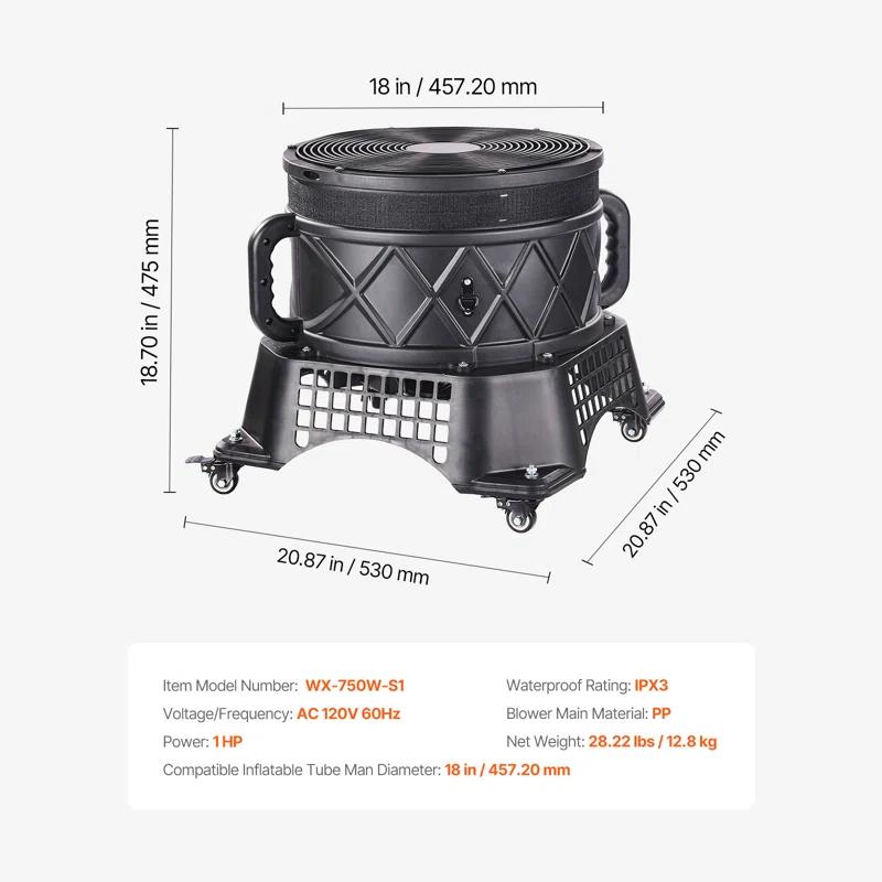 Stellweilan Tessberg Air Blower Fan 1HP 18" for Air Dancer Inflatable Tube Man (No Inflatable)