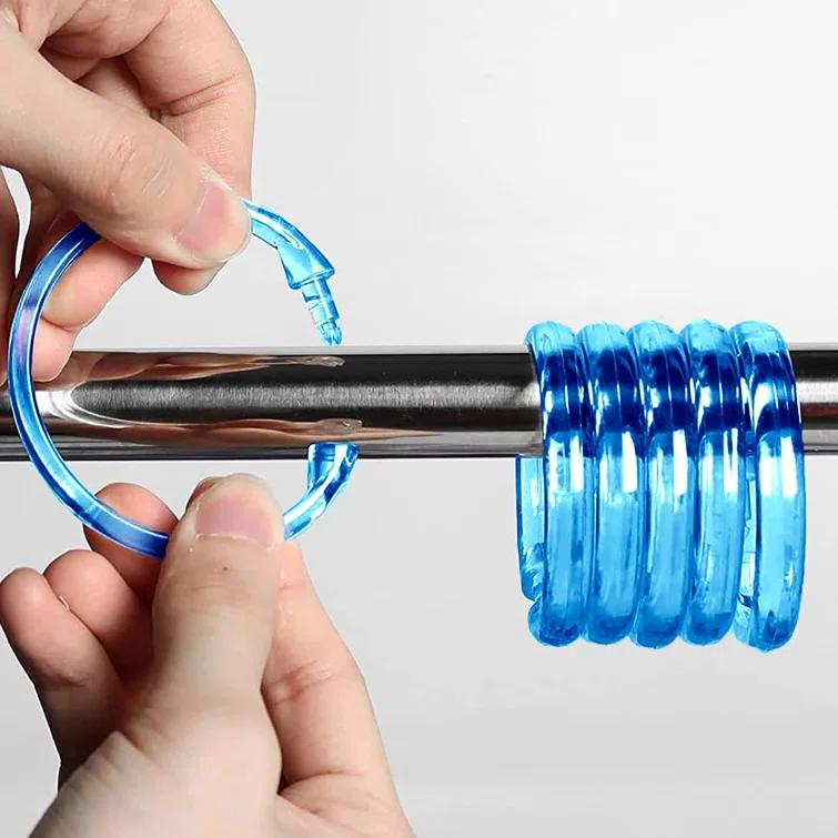 Evideco Solid Plastic Shower Curtain Hooks Rings (Set of 12)