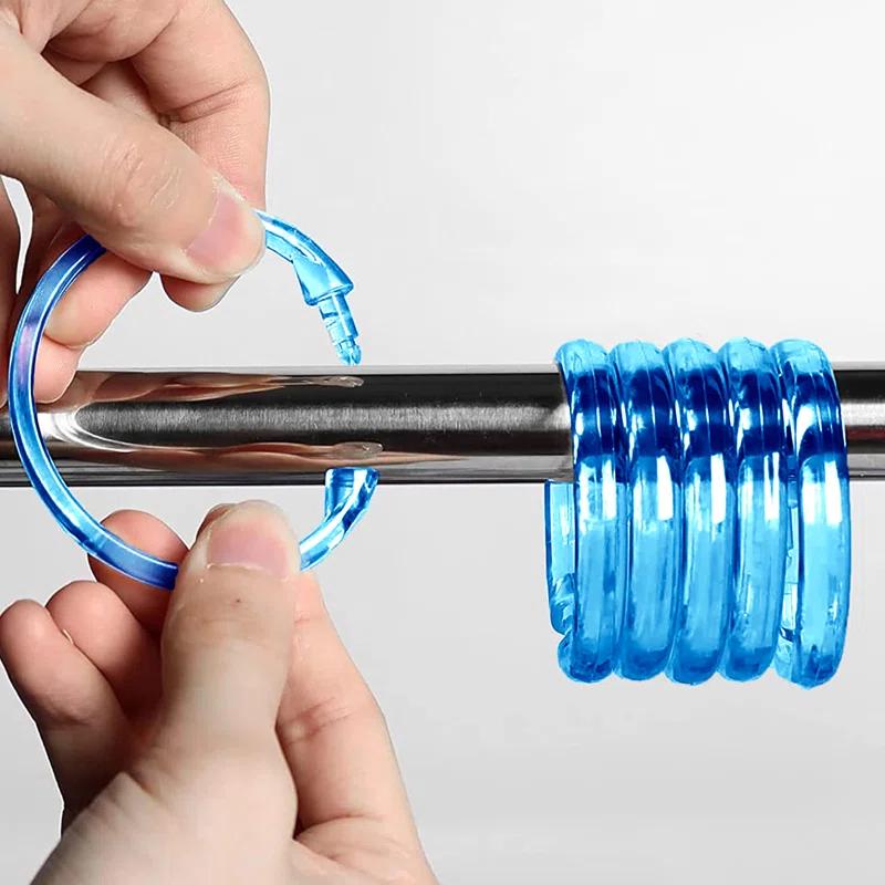 Evideco Solid Plastic Shower Curtain Hooks Rings (Set of 12)