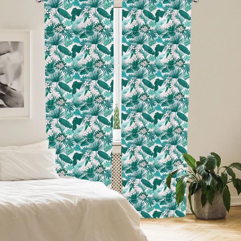 Ambesonne Hawaii Exotic Summer Blooming Semi-Sheer Rod Pocket Sliding Panels | Wayfair