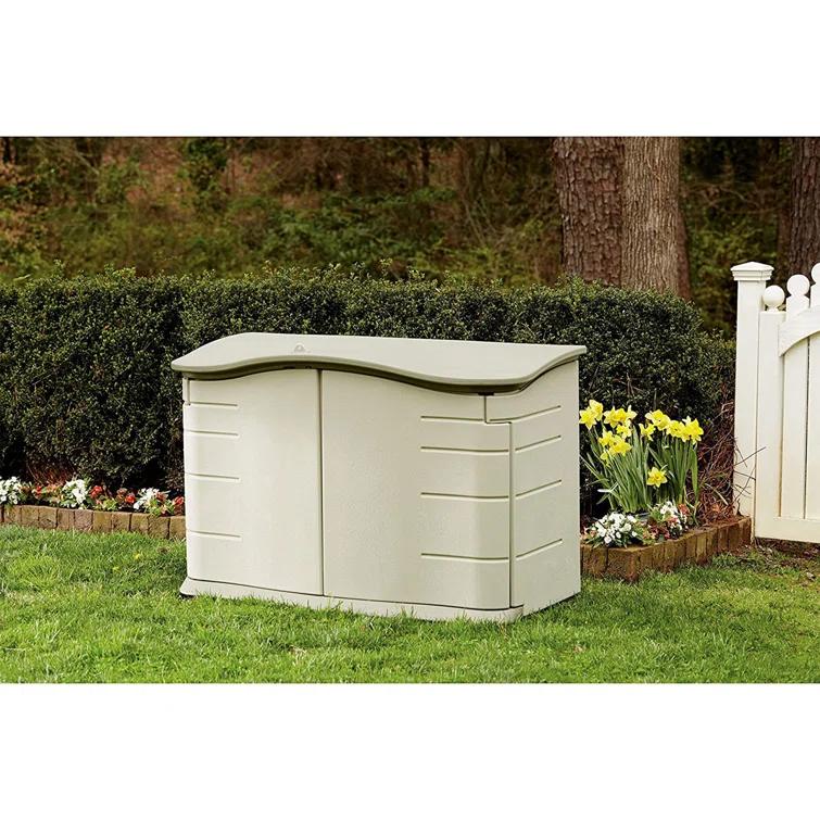 Rubbermaid 4 ft. W x 2 ft. D Plastic Horizontal Garbage Shed