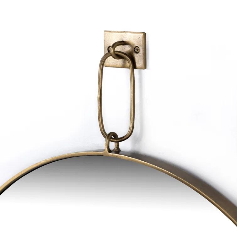 Vina Antique Brass Round Wall Mirror 30"