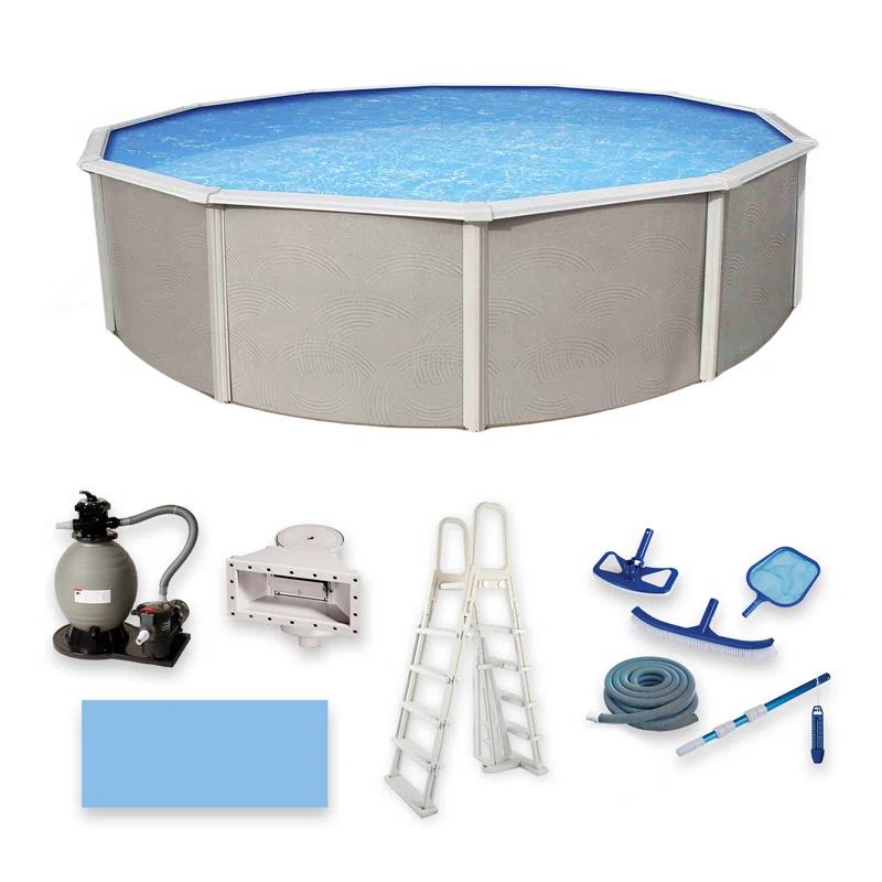 Blue Wave Products Belize Round 52-in Deep 6-in Top Rail Swimming Pool Package
