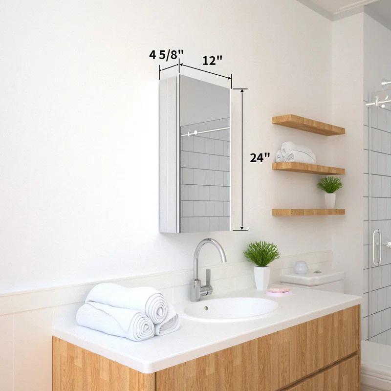 W 24'' H Frameless Medicine Cabinet Mirror 2 Adjustable