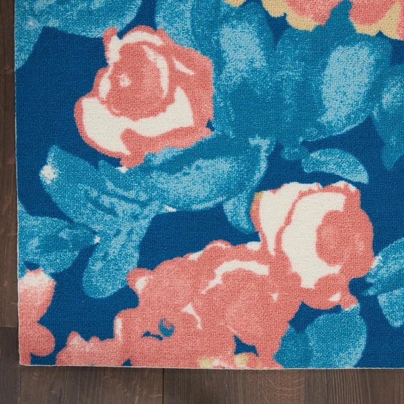 Waverly Floral Blue Outdoor Area Rug