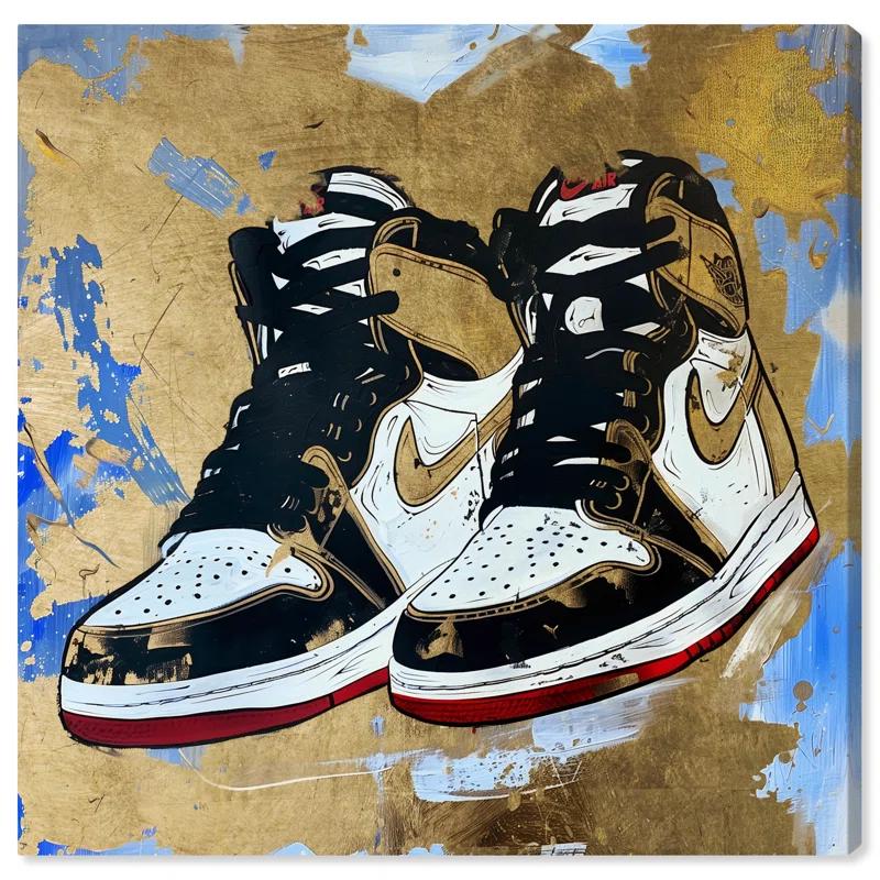 Notori Art Golden Sky Sneakers Modern Sneaker Art Prints Wall Art by Notoriart