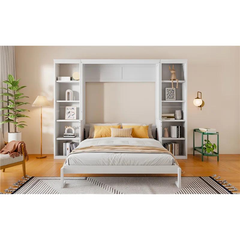 BVNECXP Queen Size Murphy Bed With Desk And Bookshelf