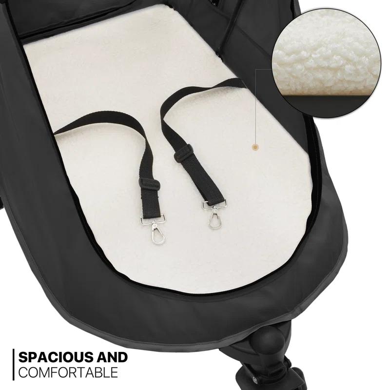 Folding 3 Wheel Pet Stroller, Foldable Dog Jogger Stroller with Adjustable Handlebar and Mesh Window