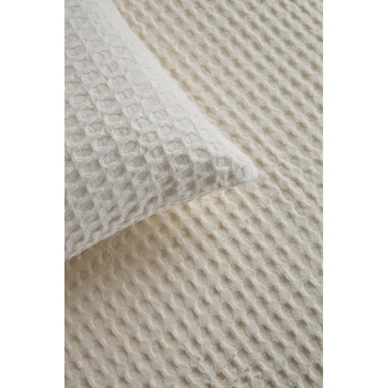 Zuma Cotton Waffle Weave Blanket by Pom Pom at Home - Cream / King