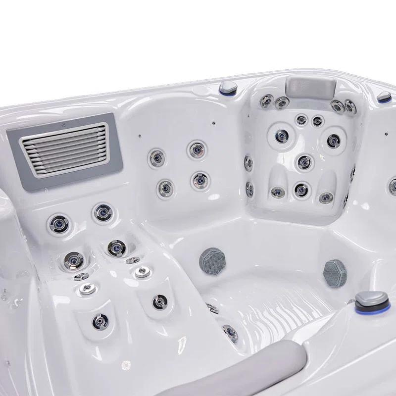 Buenospa New York 6 - Person 49 - Jet Acrylic Square Hot Tub with Ozonator and Cover in White