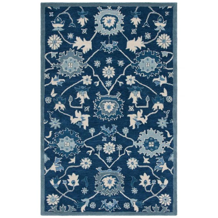 Lauren Ralph Lauren Lauren Ralph Lauren Hand Tufted Wool/Cotton Floral Rug in Blue/Ivory