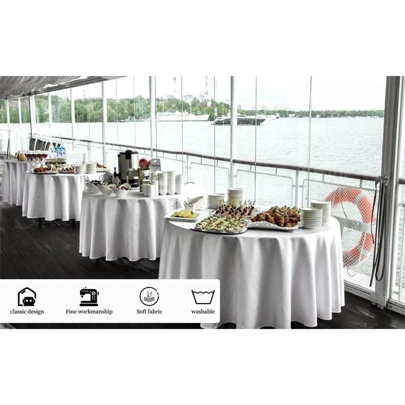 Hokku Designs 10 Packs Premium Round Tablecloth 90 Inch White Polyester Table Cloth Bulk Washable Polyester Fabric Tablecloths Table Cover For Wedding Party Banquet Buffet Table Holiday Dinner (White, 90 Inch)