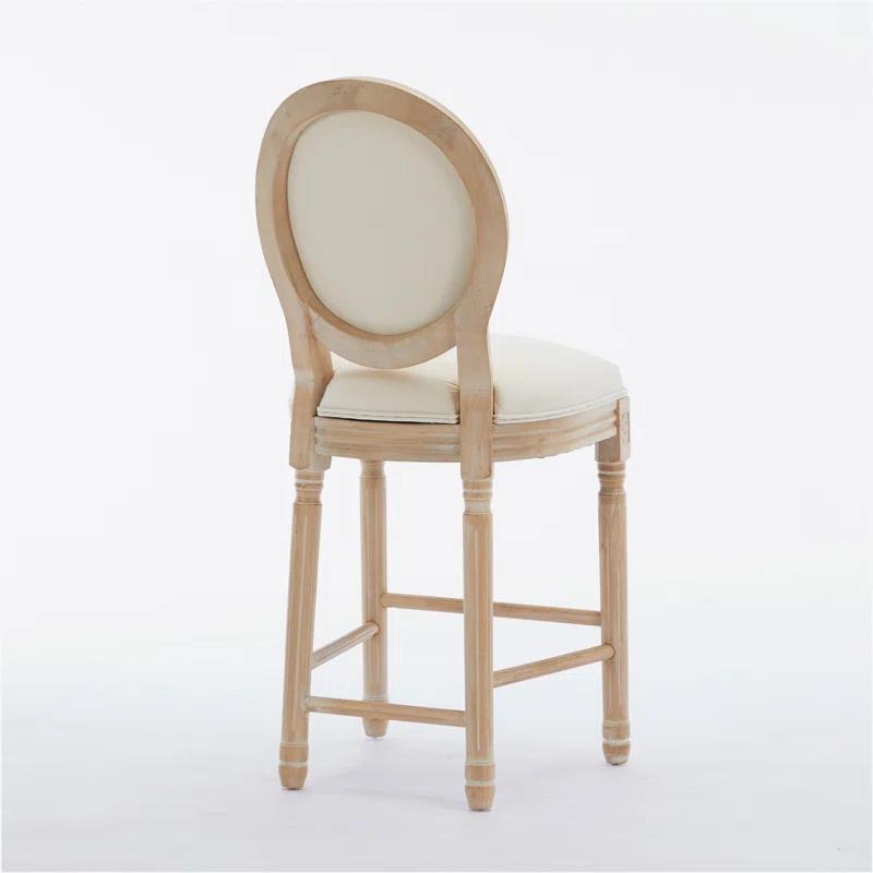 Rosdorf Park Solid Wood Bar stools Set of 2, Classic French Country Wooden Barstools with Upholstered Seating