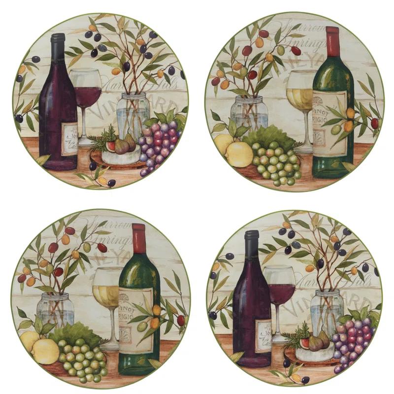 Certified International Meadow Brook Vineyard Set Of 4 Dinner Plate 10.5" 2 Asst.