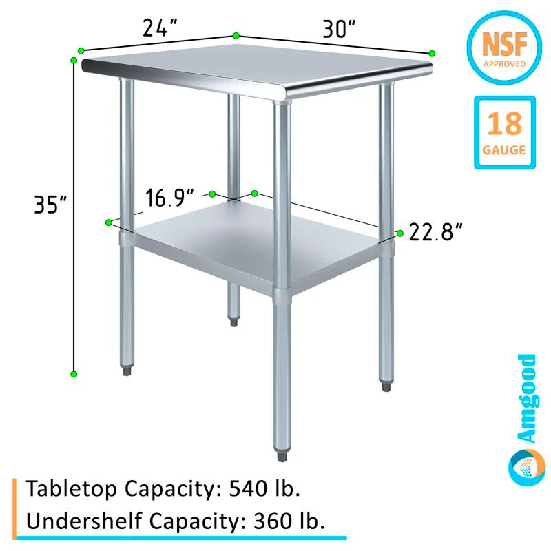 Amgood 30 in. x 24 in. Stainless Steel Table