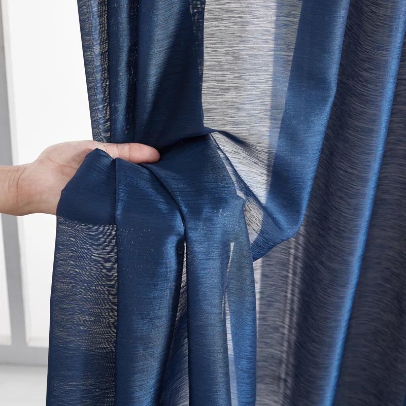 Ebern Designs Lauren Polyester Semi Sheer Curtain Pair (Set of 2)