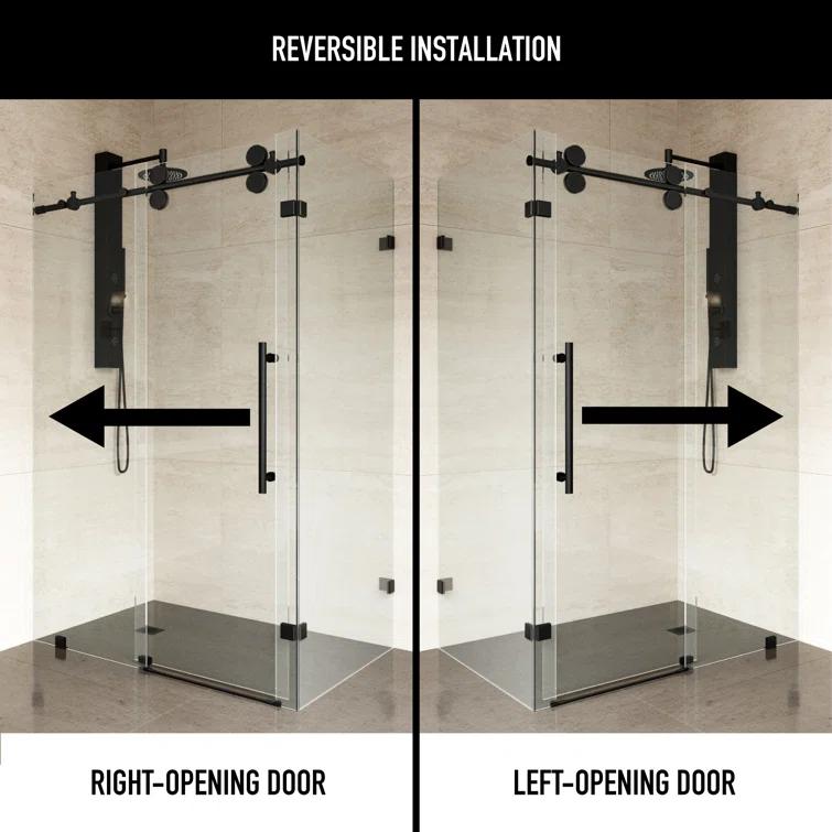 VIGO Winslow 46" W x 35" D x 74" H Sliding Frameless Shower Enclosure with 3/8  Clear Glass VG6051MBCL48