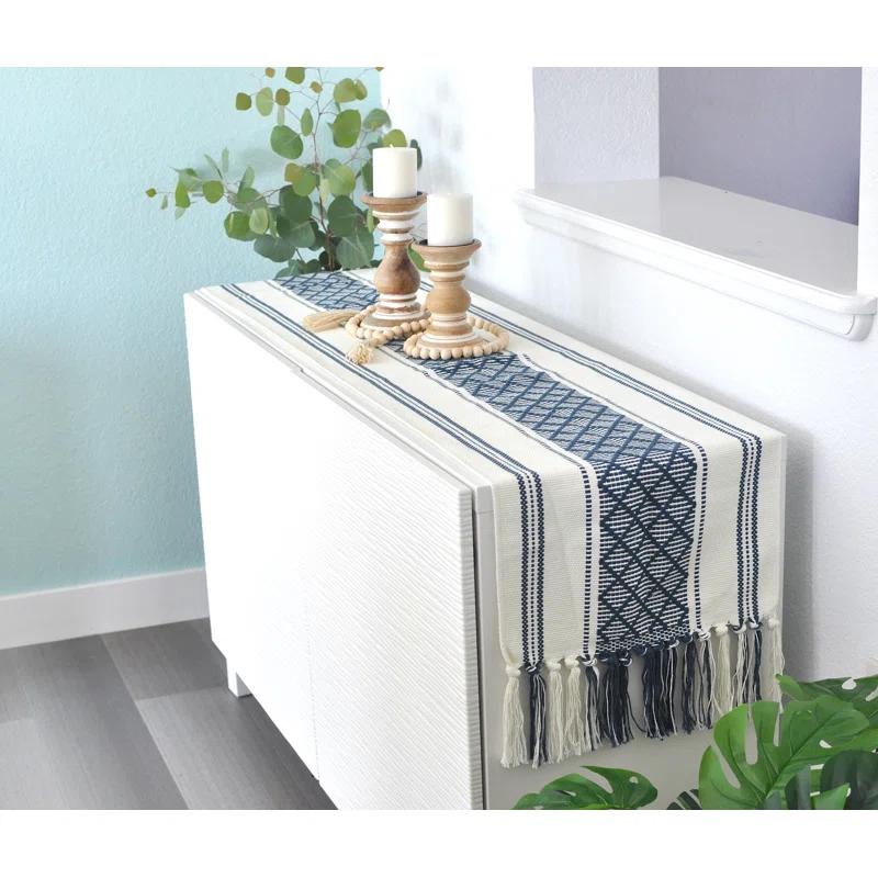 Oveesha Boho Cotton Woven Table Runner With Tassels