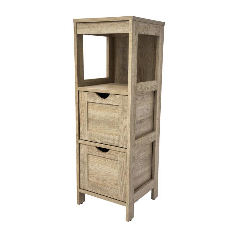 Flash Furniture Dune Farmhouse Bathroom Storage Organizer with Drawers and Open Shelf