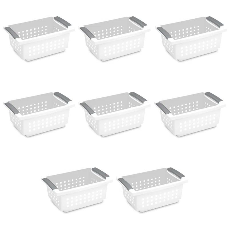 Sterilite Sterilite Small Stacking Basket, Stack Storage Bins, Organize Closets, Pantry, Bathroom or Classroom (Set of 8)