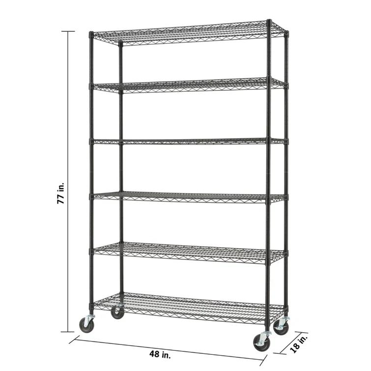 Trinity TRINITY EcoStorage 6-Tier NSF Steel Wire Shelving Unit w/ Wheels (48 in. W x 18 in. D)
