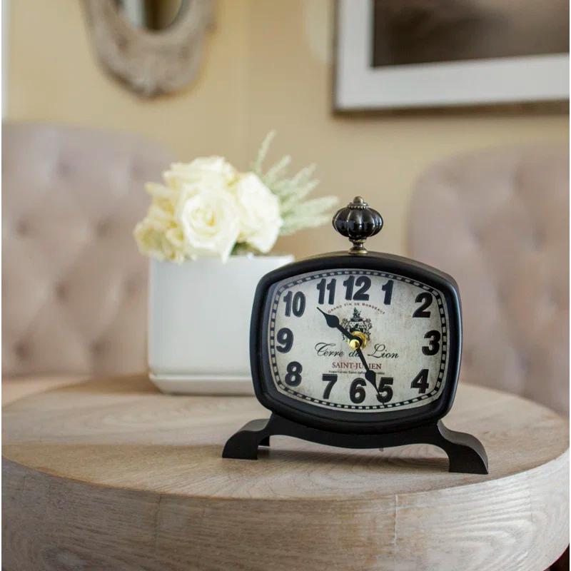 Union Rustic Villalpando Wooden Side End Brown Accent Table with Black Metal Hairpin Legs