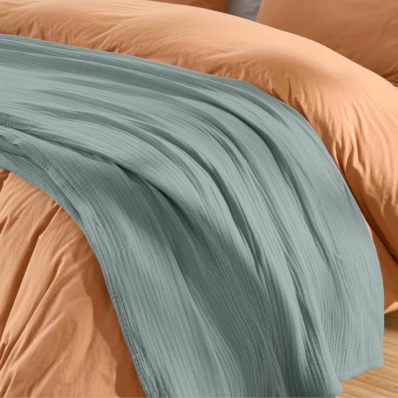 Chezmoi Collection Airy Lightweight 4 Layer Cotton Muslin Blanket