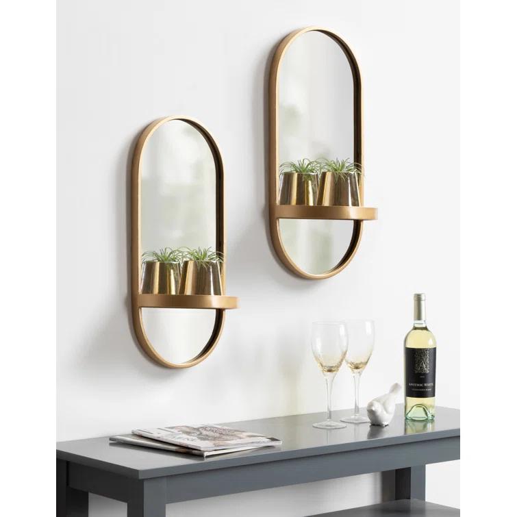 Lumi Metal Flat Mirror with Shelves