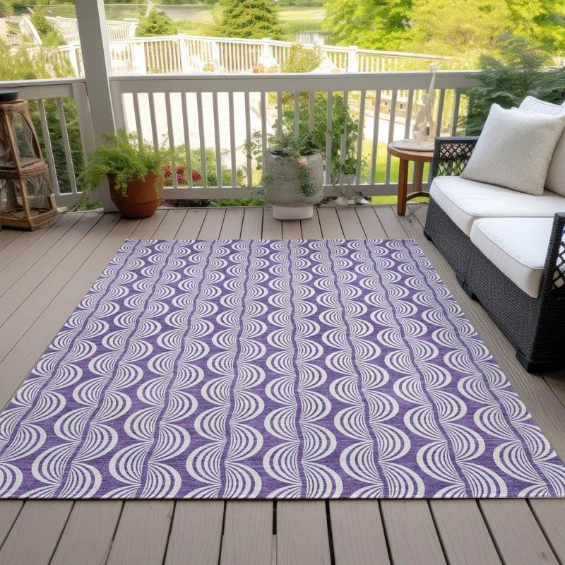 Machine Washable Indoor/Outdoor Chayden ACN1055 Purple Rug