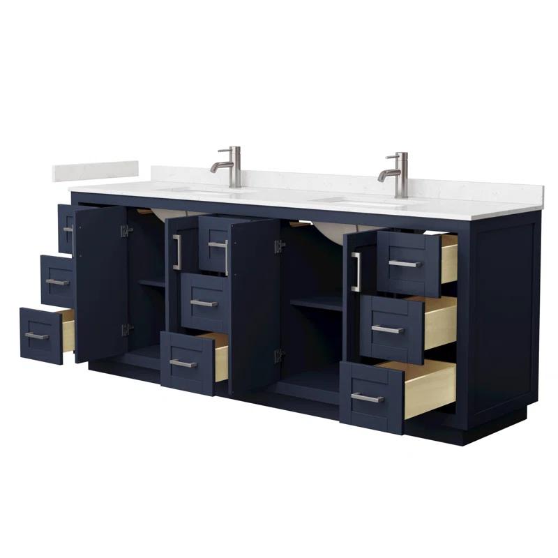 Wyndham Collection Miranda 84" Freestanding Double Bathroom Vanity with Cultured Marble Top