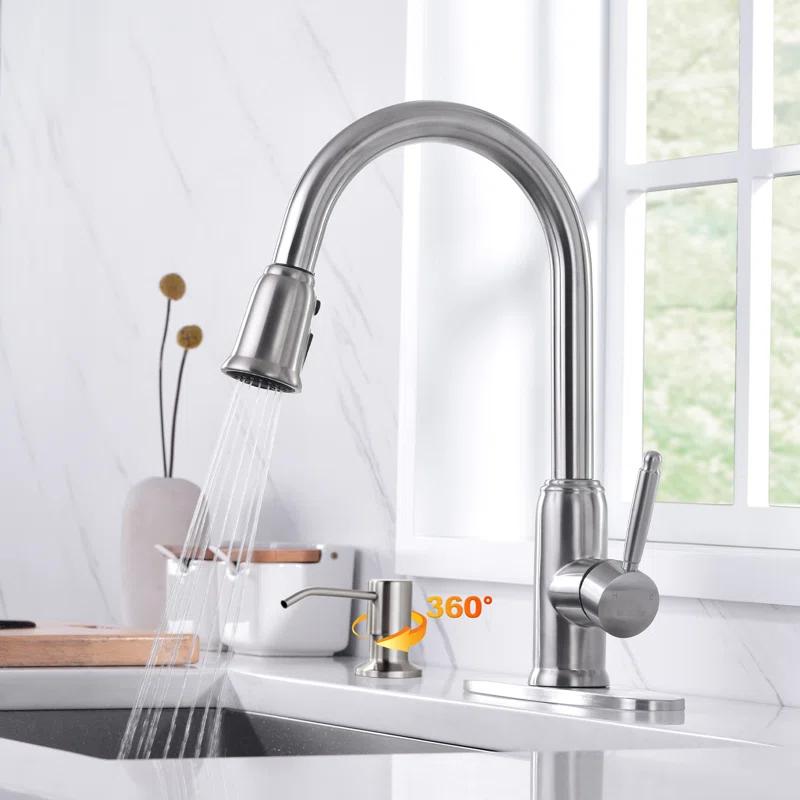 WOWOW 2310101-S-WF WOWOW Pull Down Kitchen Faucet with Soap Dispenser