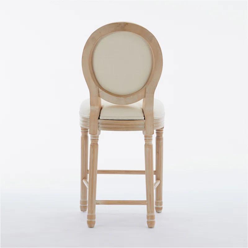 Rosdorf Park Solid Wood Bar stools Set of 2, Classic French Country Wooden Barstools with Upholstered Seating