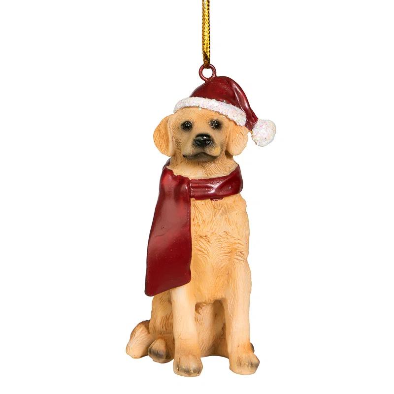 Design Toscano Golden Retriever Holiday Dog Ornament Sculpture