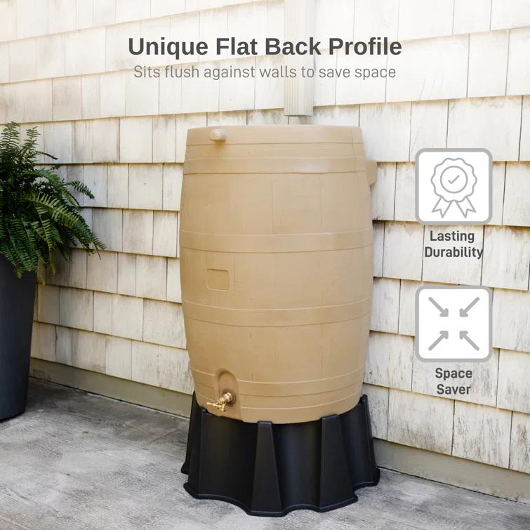 RTS Companies RTS Companies 50 Gallons Weather Resistant Plastic Drainable Rain Barrel