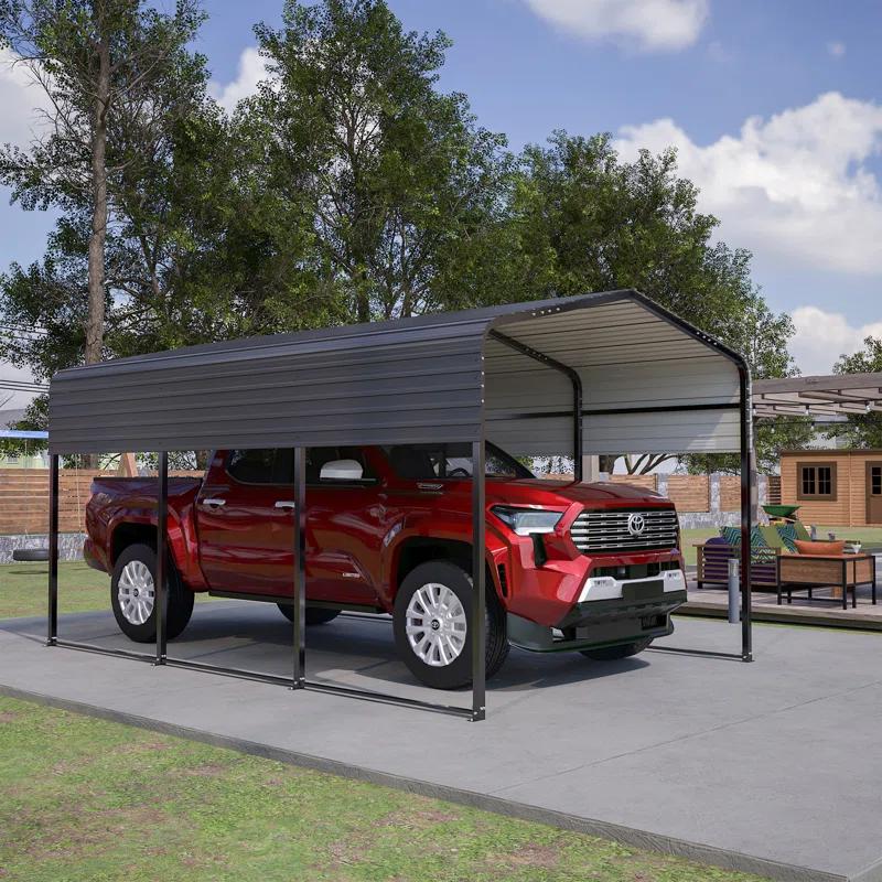 BVNECXP 10X15 Metal Carport Carports With Enhanced Base Heavy Duty Garage Outdoor Galvanized Car Shelter For Car, Boats And Truck