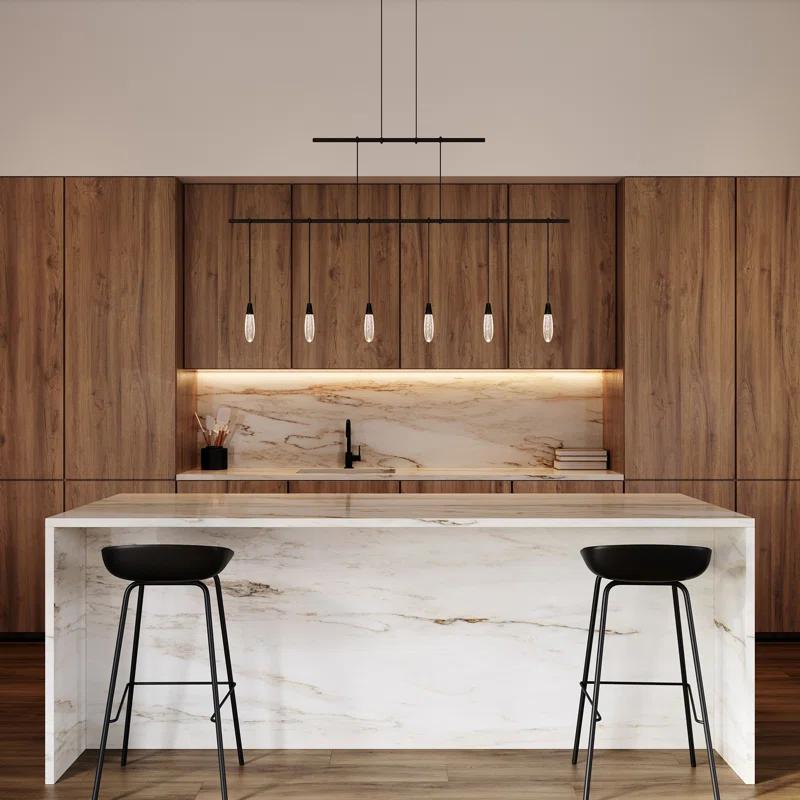 Suspenders 6 - Light Satin Black LED Kitchen Island Pendant