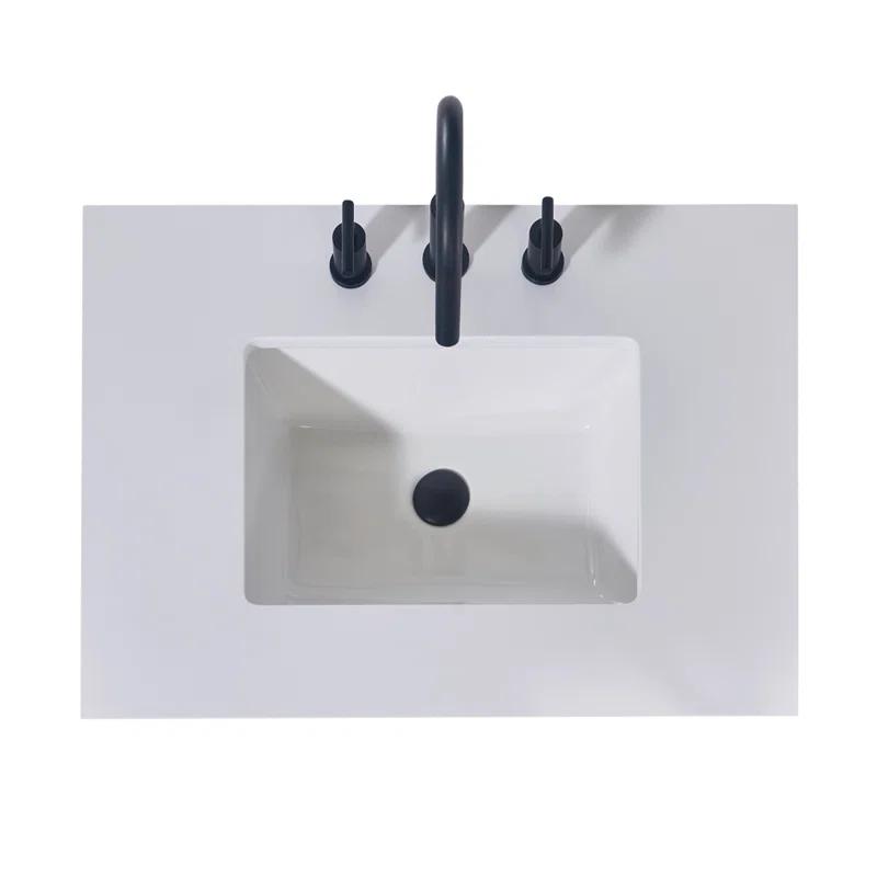 30" Single Bathroom Vanity Top in Snow White with Sink