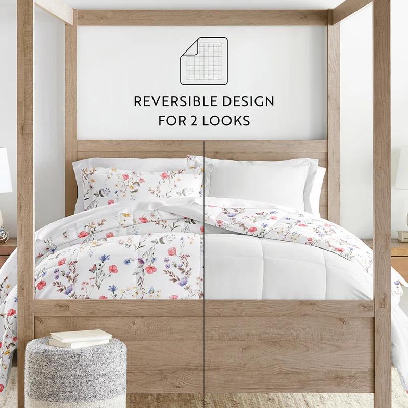 Becky Cameron Down-Alternative Comforter Set in Meadow Floral Stripe