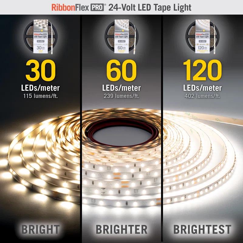 Armacost Lighting RibbonFlex Pro, 24V, 2700K, 120LEDs/M, IP20, 10M Under Cabinet Strip Light 136250