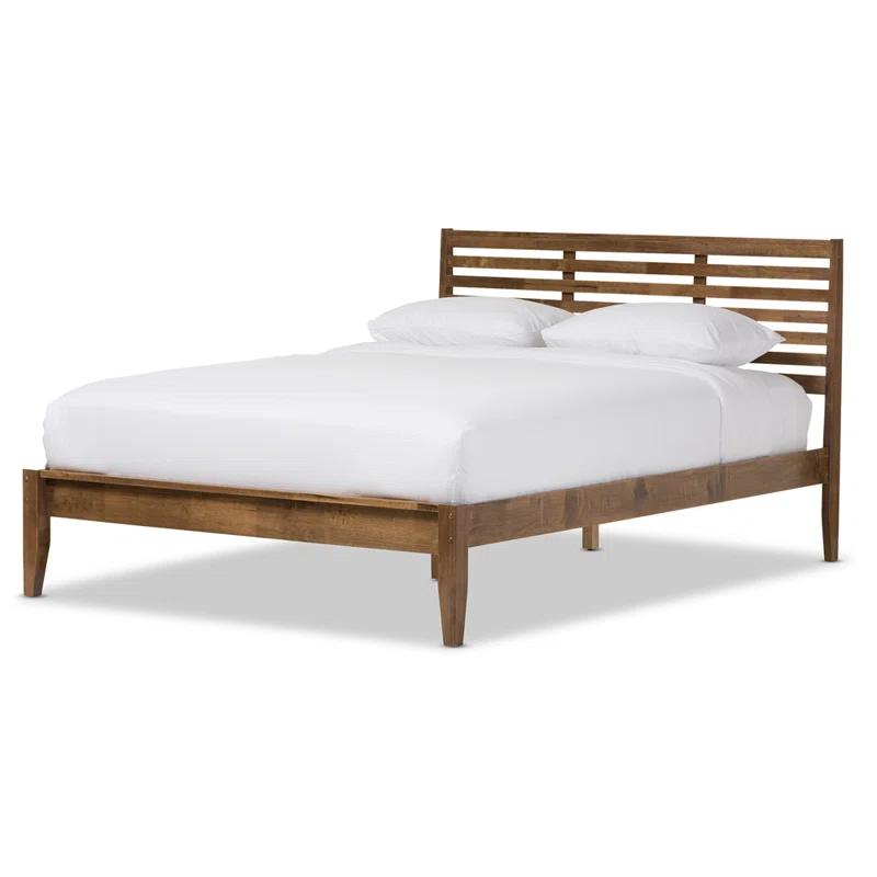 Steelside™ Winfree modern design & rustic charm, Queen Slat Bed, Walnut Brown 40.95'' H X 61.23'' W X 84.24'' L
