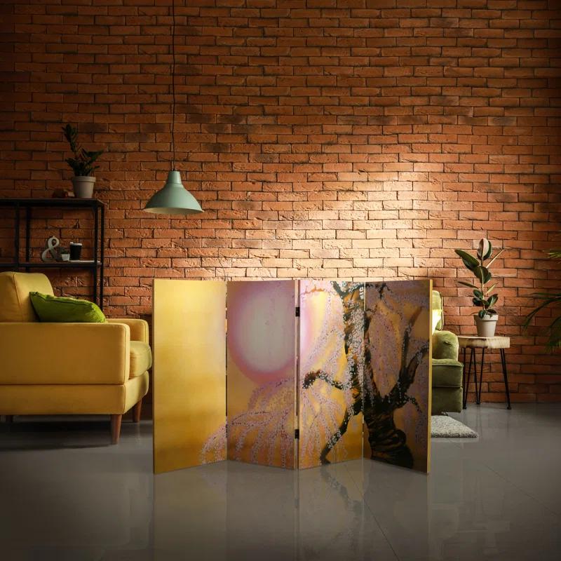 Gold Cherry Blossoms Double Sided Folding Room Divider