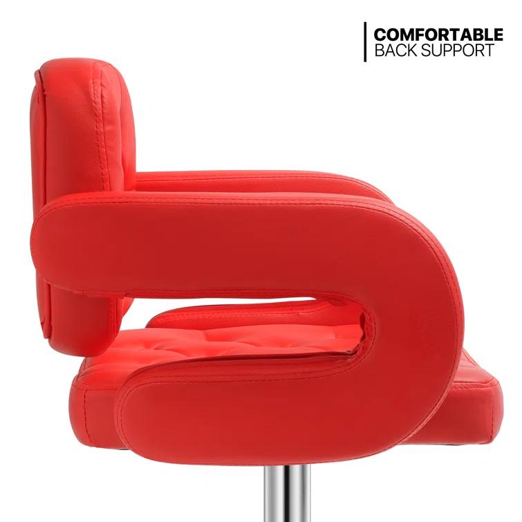 Brayden Studio® Greno Faux Leather Swivel Bar Stools, Adjustable Counter Height Barstools with Backrest and Armrest & Reviews | Wayfair