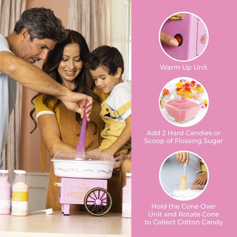 Nostalgia Nostalgia Retro Countertop Cotton Candy Machine, Includes 2 Reusable Cones & Scoop