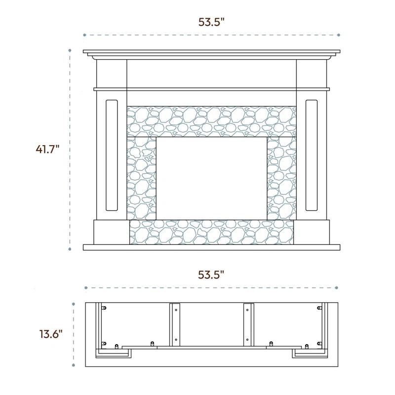 Cambridge Cambridge Sofia 53-in. Electric Fireplace Mantel in with Black Marble Inlay and Crystal Rocks