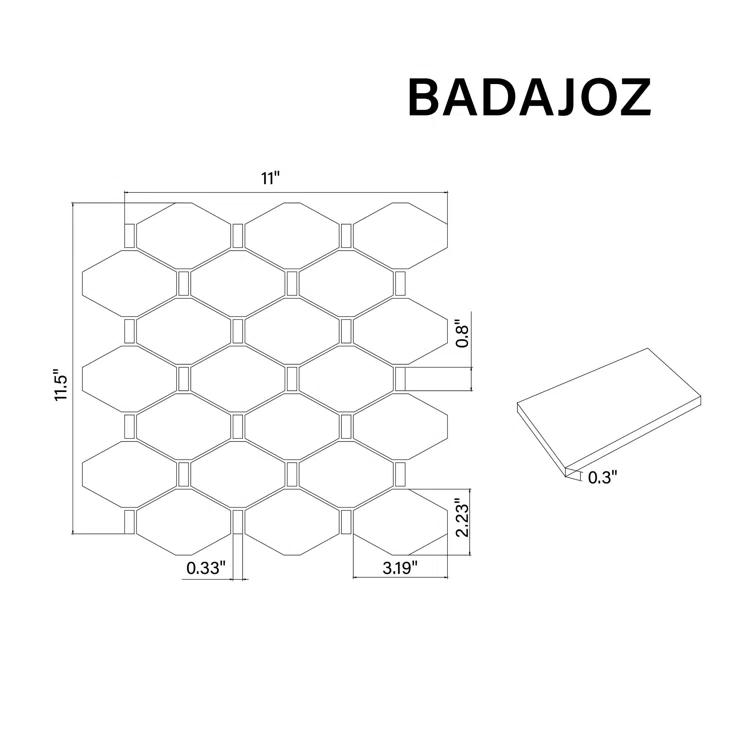 Altair Altair 3.19" x 2.23" Mosaic Sheet Glass Honeycomb Wall & Floor Tile