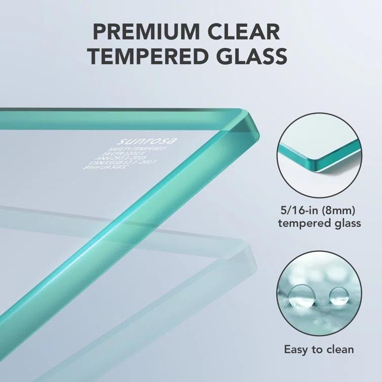 Sunrosa 60" W x 60" H Single Sliding Frameless Tub Door with 5/16"(8mm) Clear Tempered Glass SL7232-B