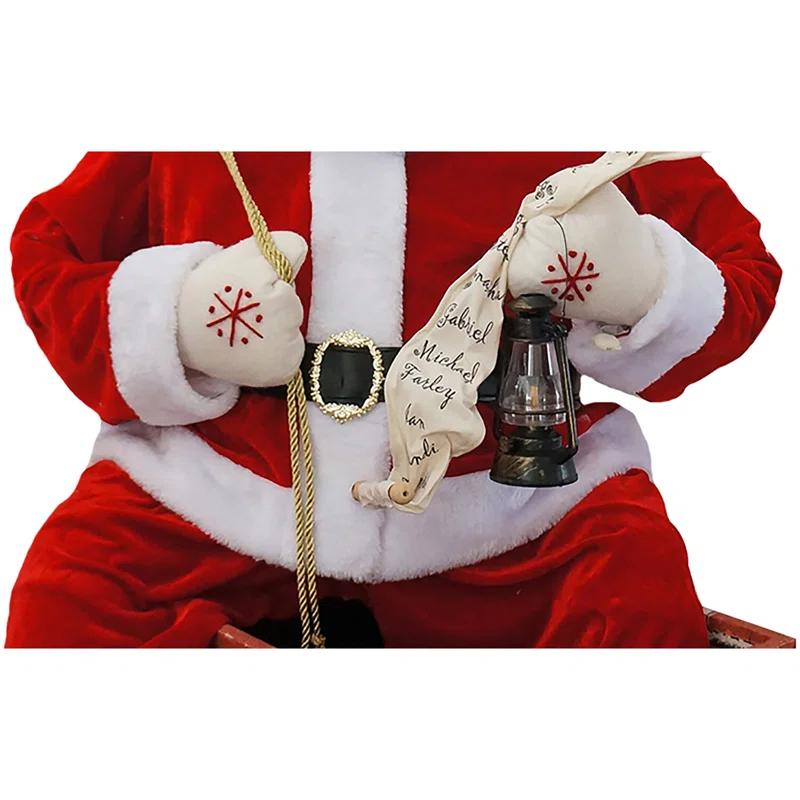 Fraser Hill Farm 48" Music and Motion African American Santa Claus in the Chimney, Life-Size Christmas Holiday Indoor Home Decor
